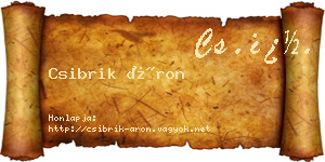Csibrik Áron névjegykártya